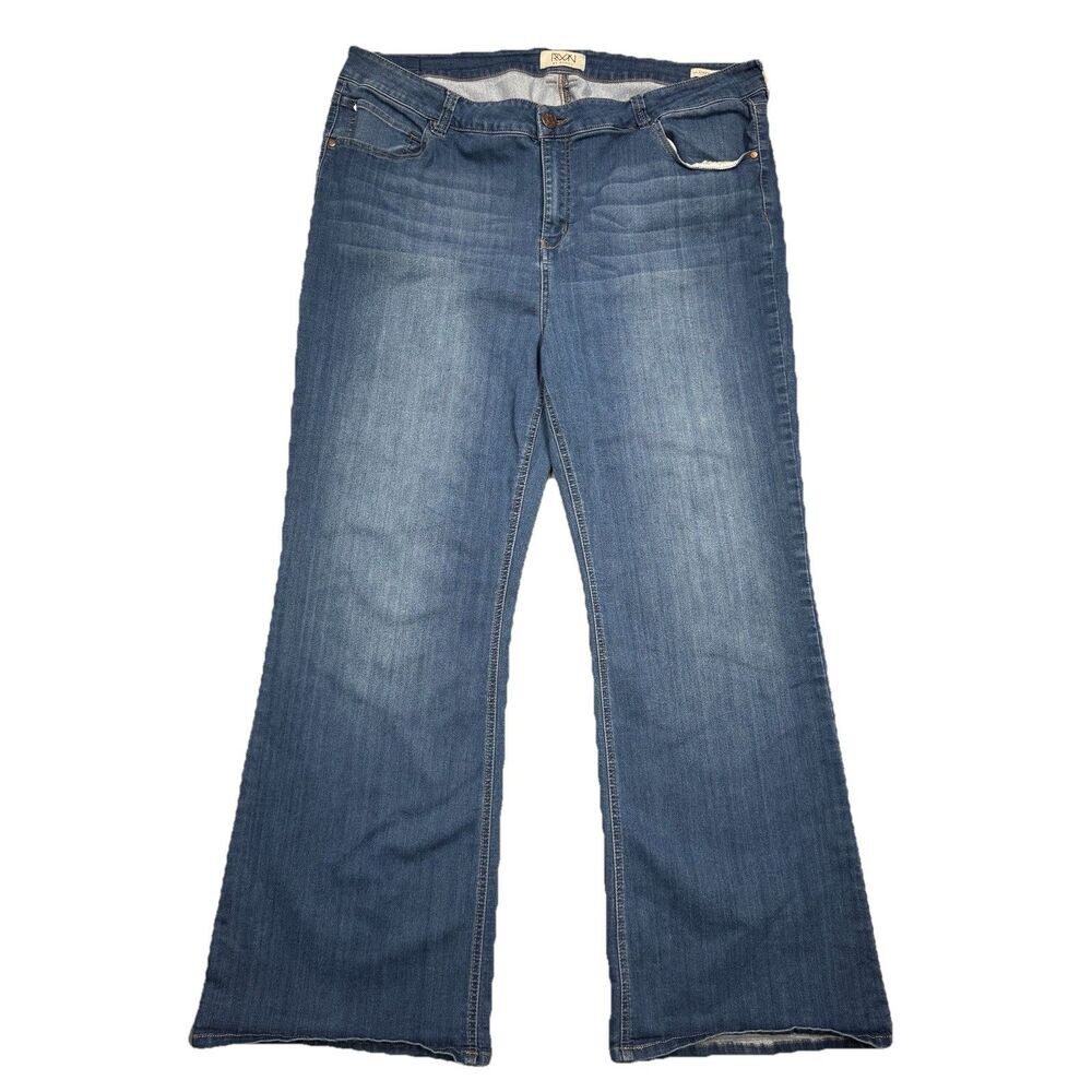 RWN Rawan Curvy Bootcut Jeans Womens Plus 24 Blue Stretch Measures 42 x 30